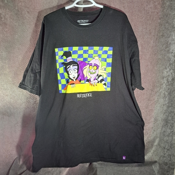 Retrokid Tops - Retrokid x Beetlejuice The Animated Series Rollercoaster Black Graphic Tee VG 3X